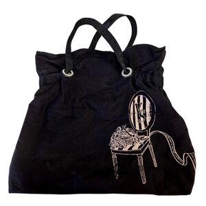 Victoria's Secret Pink Chair & Roses Logo Black Tote Bag